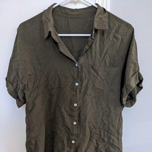 Green short-sleeve button-down